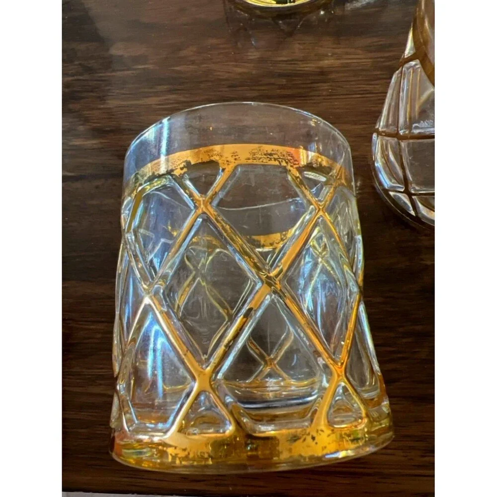 Vtge Mid Century Joseph Altuzarra Cocktail Barware set of 7 Glass tumblers